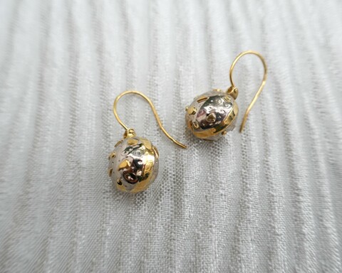 Large thumb earrings gold globes